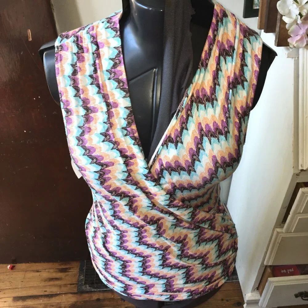 Stitchfix Pixley knit faux wrap sleeveless shirt